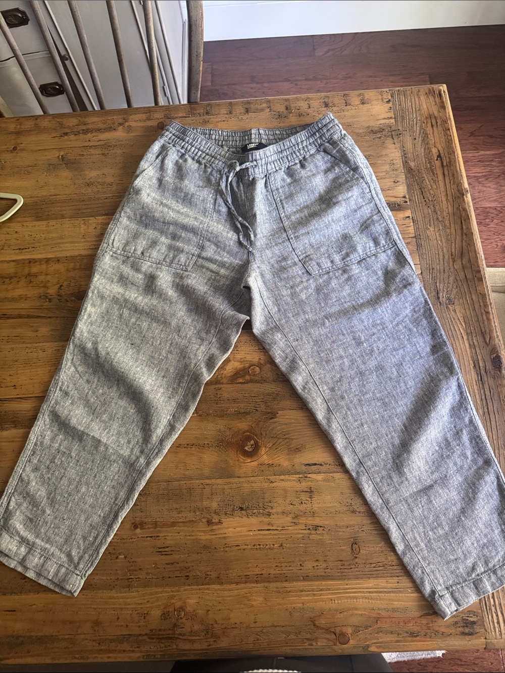 Women’s Land’s End Chambray Relaxed Drawstring Linen-Blend Capri Pants -